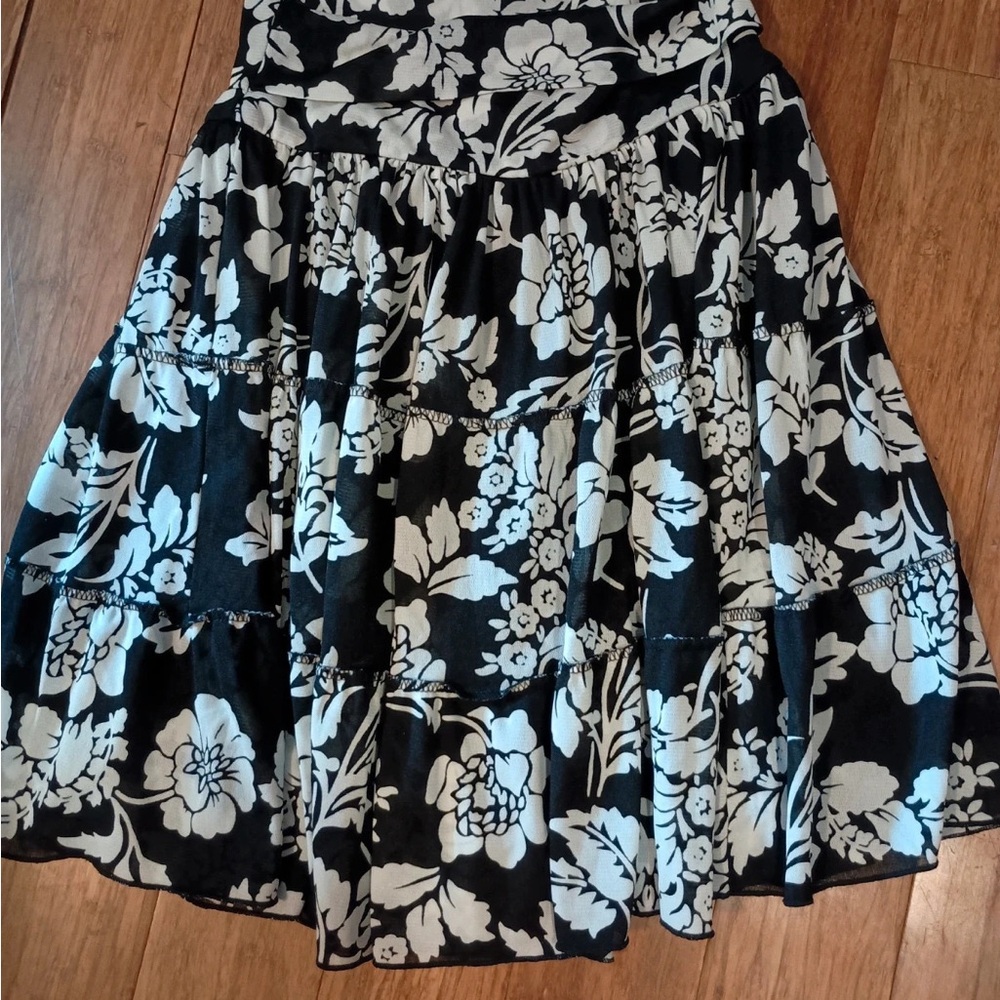 Byer California White Silver Tiered Midi Skirt Casual